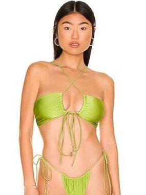Jade Swim Lime Green Crisscross Tie-Front Bikini Top